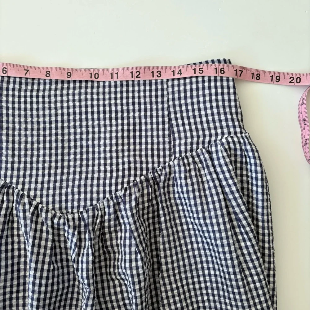 Anthropologie || Hutch Gingham Midi Skirt Smocked Back Blue White XL - Picture 9 of 11